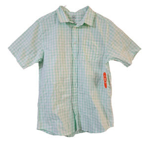NEW Wonder Nation Boys Shirt Size XXL 18 Green White Short Sleeve Button Down